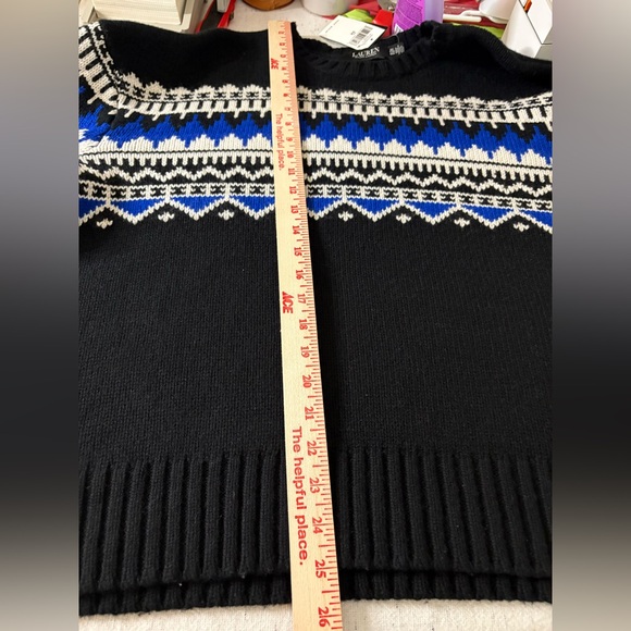 Lauren Ralph Lauren Women’s Crew Neck Knit Sweater 2X Black/Blue. Tag $225 - Picture 7 of 8